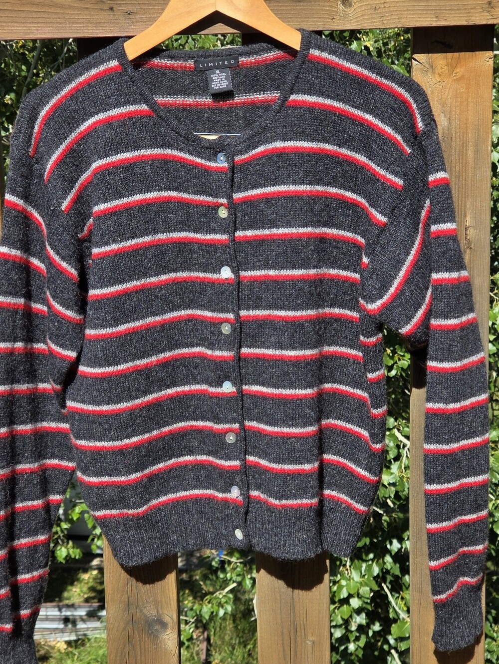 The Limited Women's  100% Shetland Wool Charcoal Sweater Cardigan  XL